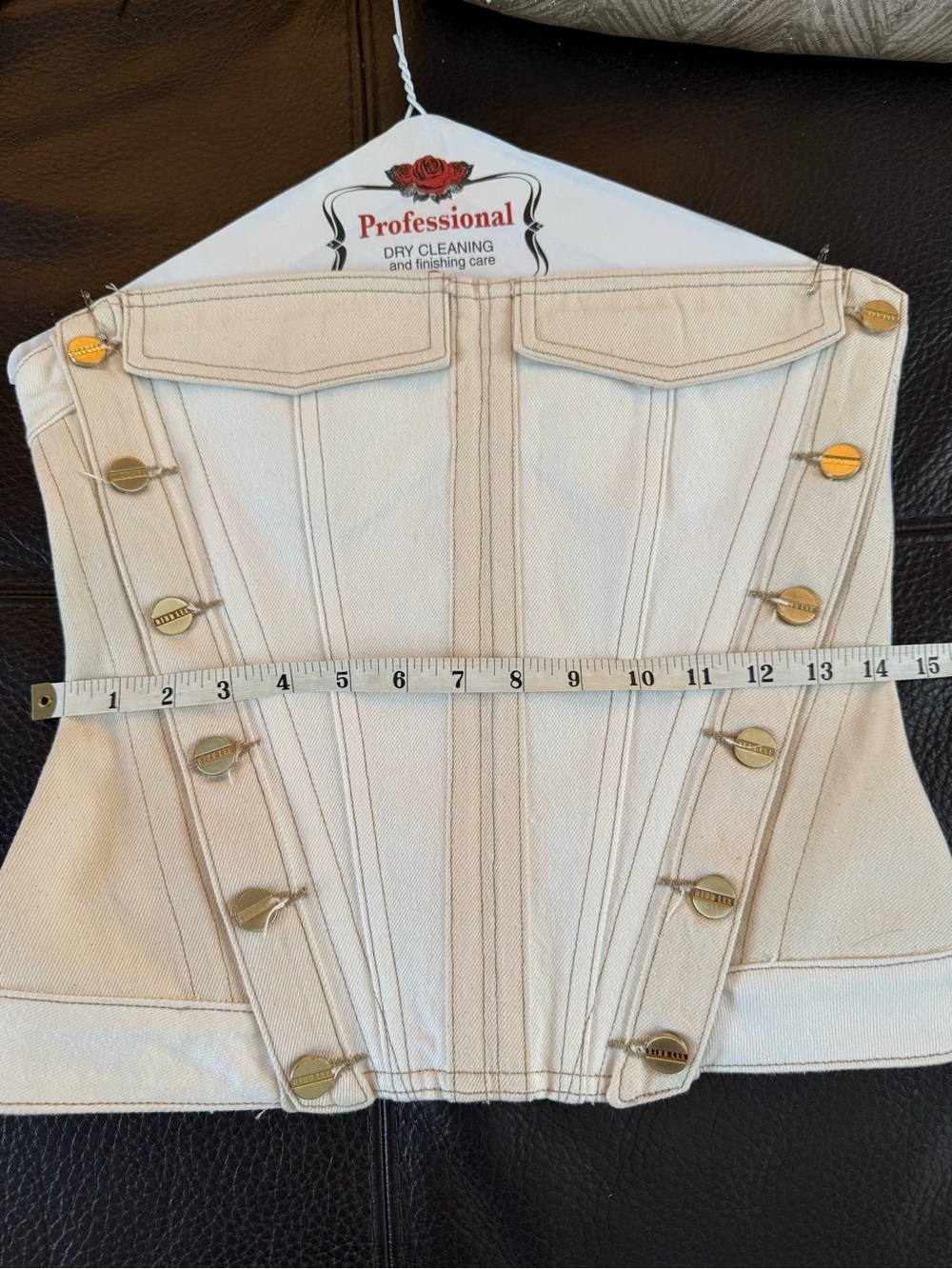 Dion Lee Ivory Strapless Corset Top with Gold Buttons - Picture 6 of 6